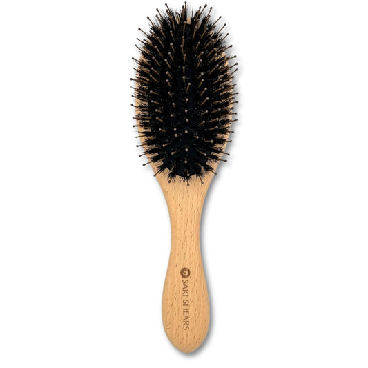 Premium Nylon & Boar Bristle Brush for All Hair Types – Effortless Detangling, No Pulling or Breakage – Smooths, Softens, and Enhances Texture While Stimulating Scalp Health (Natural Wood)