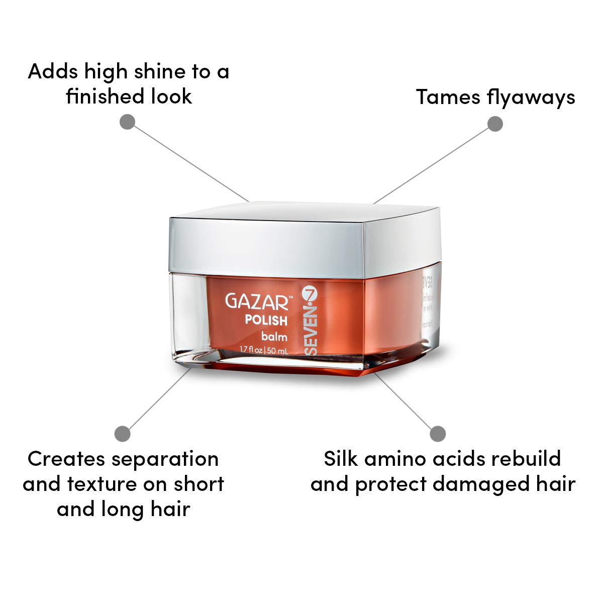 Rinzu Polish Shine Balm - Anti-Frizz Hair Shine for Flyaways | Lightweight Gloss Finish with Silk Amino Acids, 1.7oz