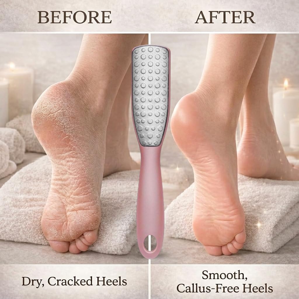 Professional Foot File & Callus Remover 2-in-1 Set – 9.6" Foot Rasp with 6.7" Nail File Included–Elegant Rose Gold–Dual-Sided, Durable & Hygienic Pedicure Tool for Smooth, Soft Feet–Wet & Dry Use