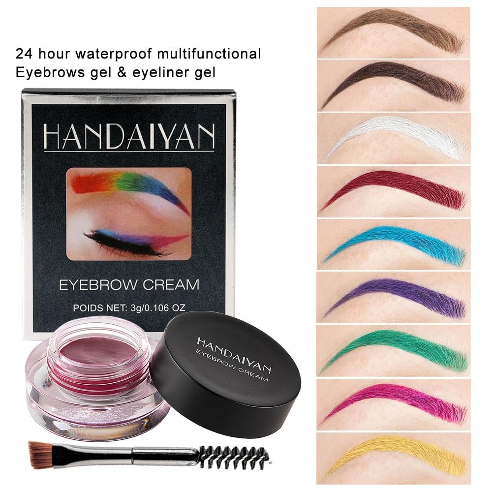 MAEPEOR 12 Colors Eyebrow Pomade Full-pigmented Long Lasting Waterproof Cream Gel Filling & Shaping Tinted Eyebrows Enhancers With Brush for Daily or Cosplay (02 Dark Brow)