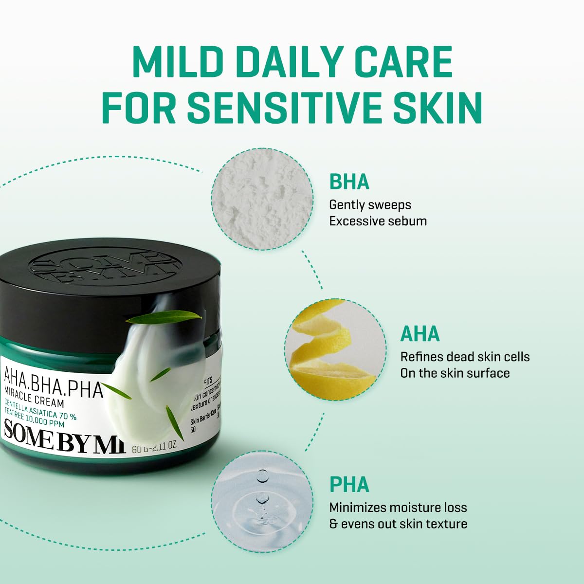 SOME BY MI AHA BHA PHA Miracle Cream – 2.02oz – Centella Care