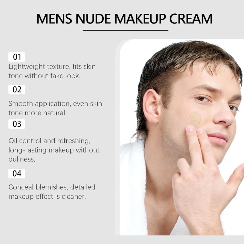 Men's Tinted Moisturizer with Shea Butter - Lightweight, Fragrance-FreeNatural-Looking Coverage, Hydrating & Oil-Free, Water & Sweat Resistant for All-Day Wear, Non-Greasy Formula (Nude Tone1.76oz)