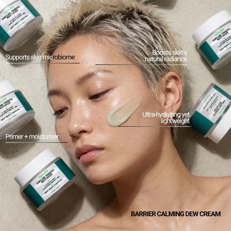 EqualRXN Purslane Prebiotic Moisturizer - Lightweight Daily Skin Repair Hydrating Gel-Cream with 1% Purslane Extract & Ceramide for All Skin Types