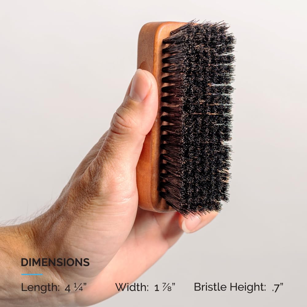 ZEUS Palm Beard Brush for Men, Soft 100% Boar Bristles, Gently Detangles, Smooths & Conditions Facial Hair, German-Made Pear Wood Handle (G92)