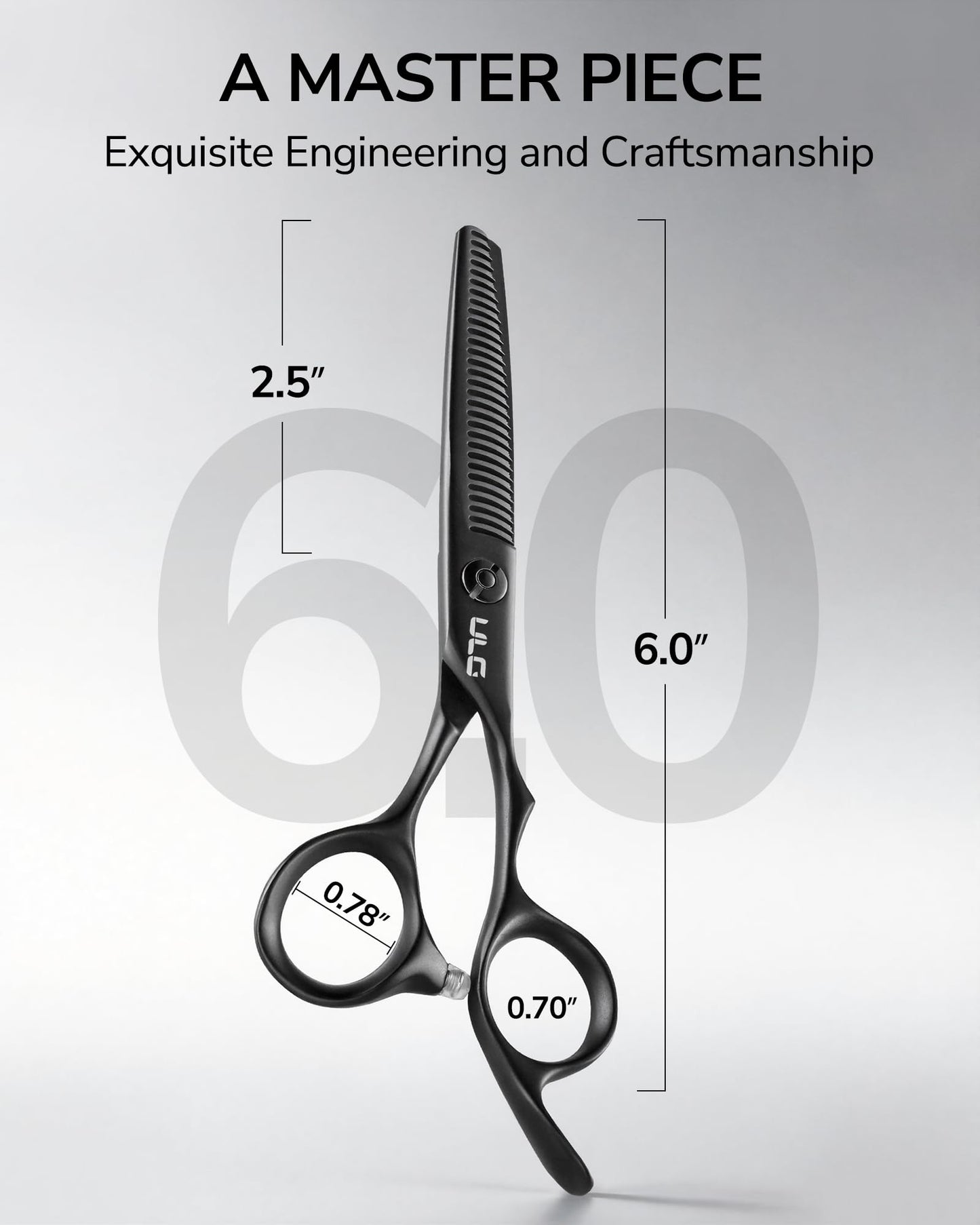 ULG Texturizing Shears – Professional Stainless Steel, 30-Teeth Thinning Scissors, Teflon Coated, Deer Tooth Blades for Precise Thinning and Layering, Ideal for Stylists and Barbers