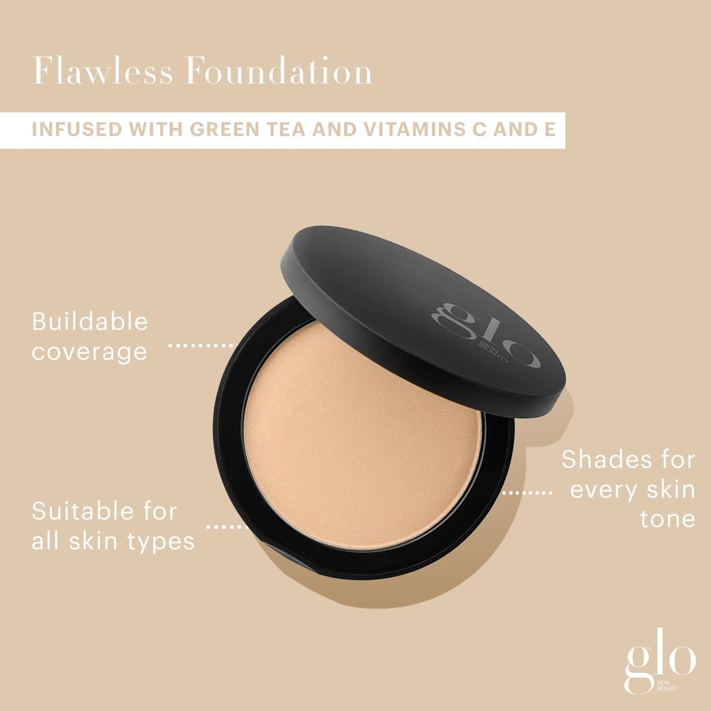 Glo Skin Beauty Pressed Base Powder Foundation, Golden Dark – Buildable Sheer to Full Coverage, Long Wear Face Powder Compact, Pressed Powder Makeup for Smooth, Semi-Matte Finish