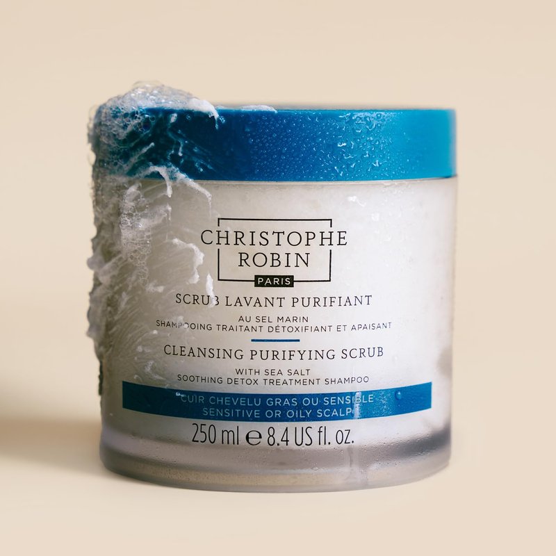 Christophe Robin Purifying Scalp Scrub with Sea Salt – Deep-Cleansing Detox Treatment for Oily Roots & Sensitive Scalps, Removes Build-Up & Soothes Irritation – 250ml