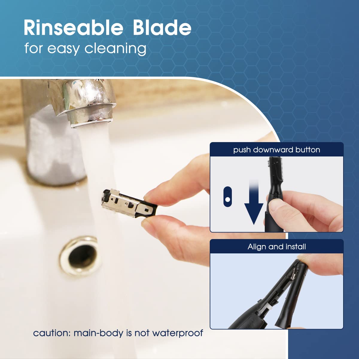 Funstant Upgraded Eyebrow Trimmer for Men, Precision Detailer Battery-Operated Eyebrow Razor and Shaper, Electric Facial Hair Trimmer with Comb, Dual-Blade Grooming Tool, No Pulling Sensation
