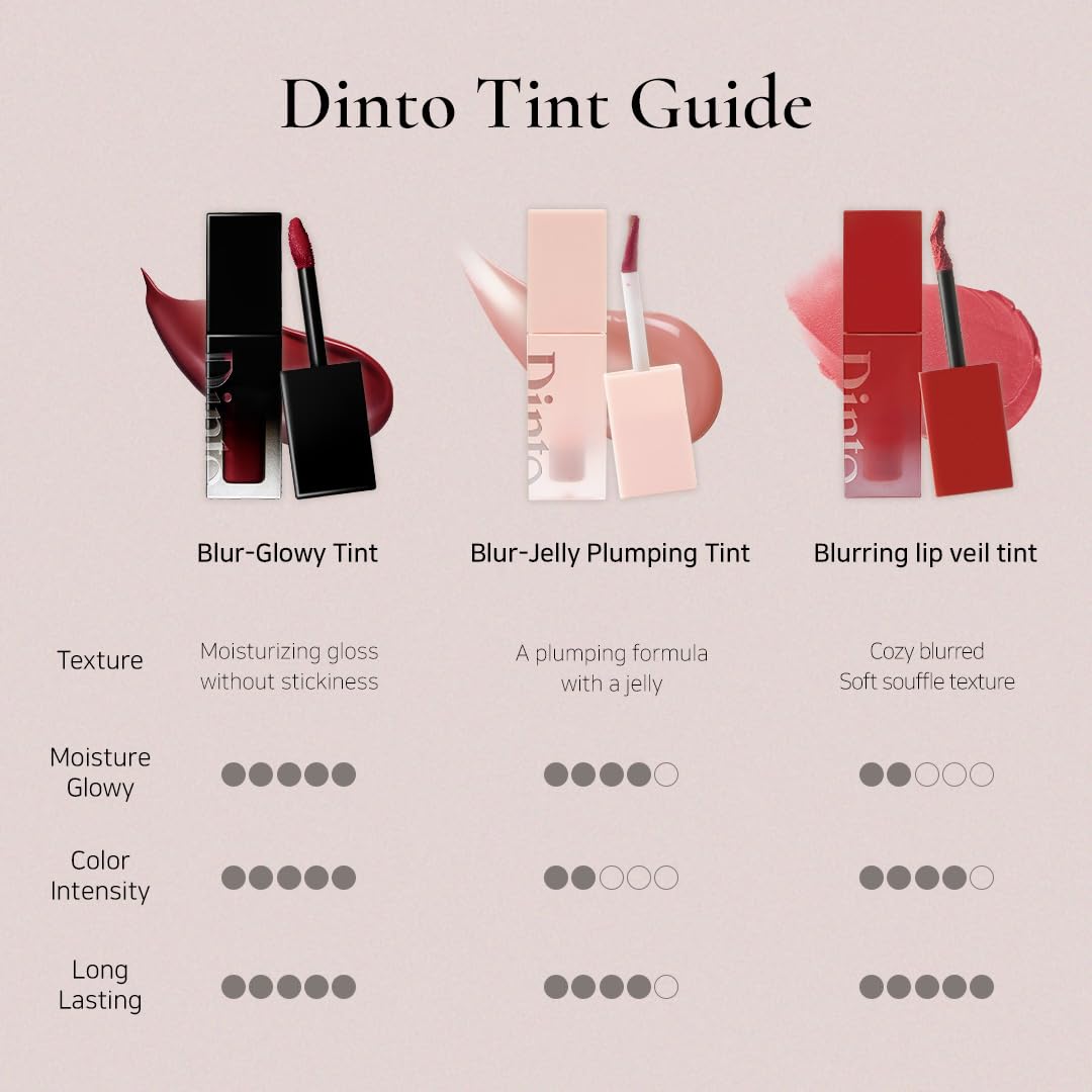 DINTO Blurring Lip Veil - Soft Velvet Blurry Matte Finish Lip Tint, Sheer Natural Coverage, Moisturizing Formula, Long Lasting, Vegan & Cruelty-Free (10 colors) (105 Piano, 0.11 fl.oz.)