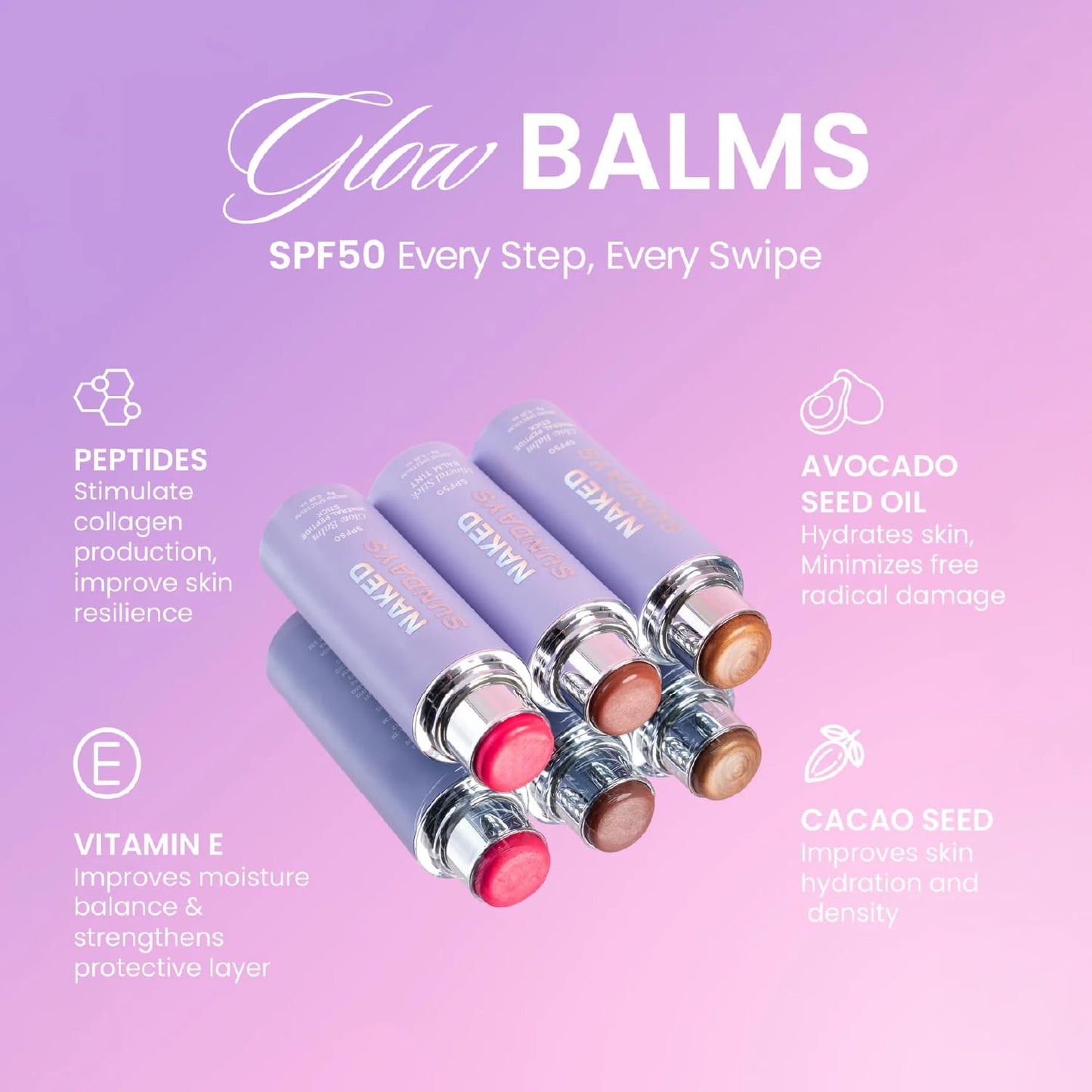 Naked Sundays SPF 50 Glow Balm Multi-Tasking Blush Stick, Dusty Rose