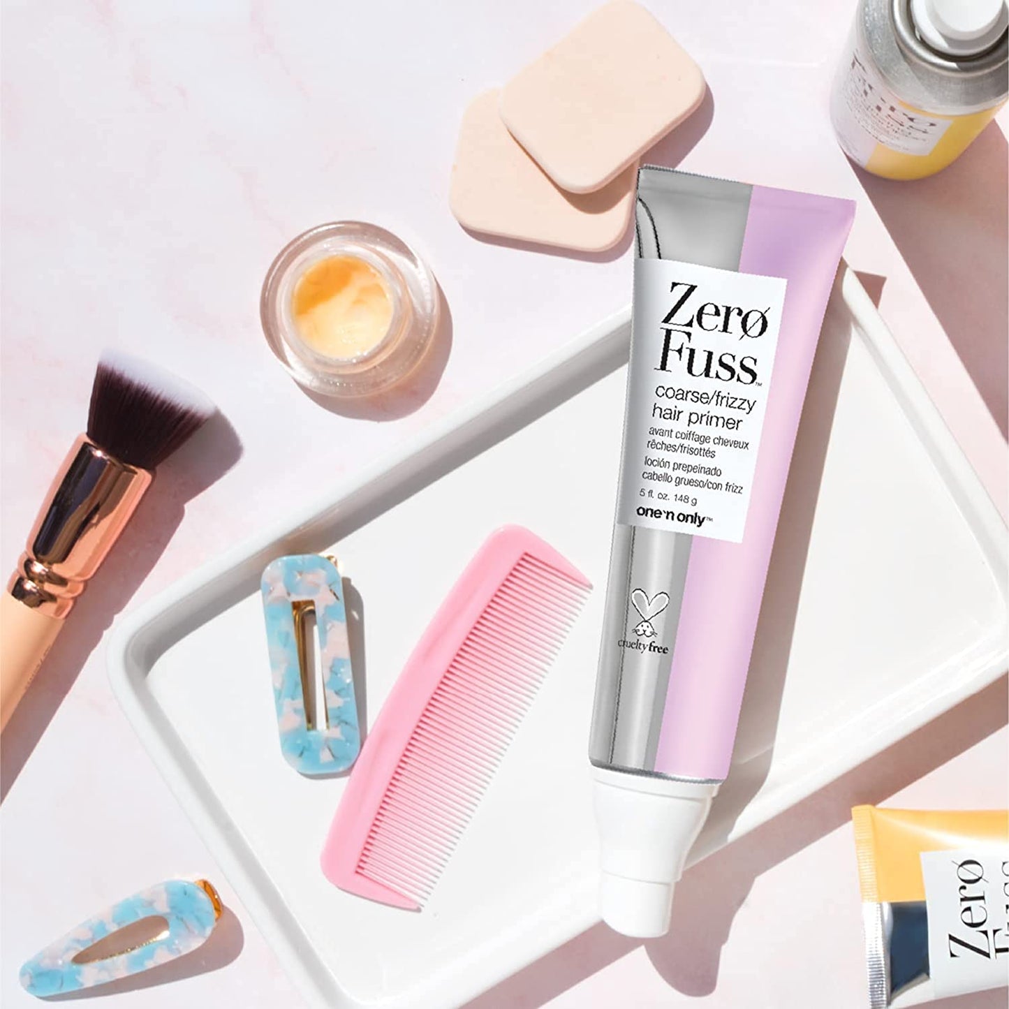 One 'N Only Zero Fuss Coarse/Frizzy Hair Primer, Leave-in Spray, Detangles and Smooths, Weightlessly Conditions, Humidity Resistant, Tames Frizz, No Heat Required, 5 Fl. Oz