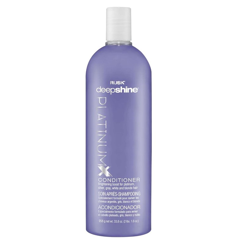 RUSK Deepshine PlatinumX Conditioner - Brassiness Eliminator for Platinum, Silver, Gray & Blonde Hair | 33.8 oz