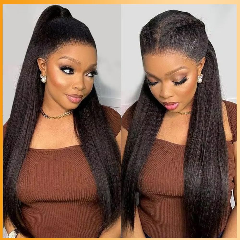 QTHAIR 18A Kinky Straight Lace Closure (14inch) 4x4 Free Part 150% Density Top Swiss Lace Natural Straight Human Hair Closure with Baby Hair