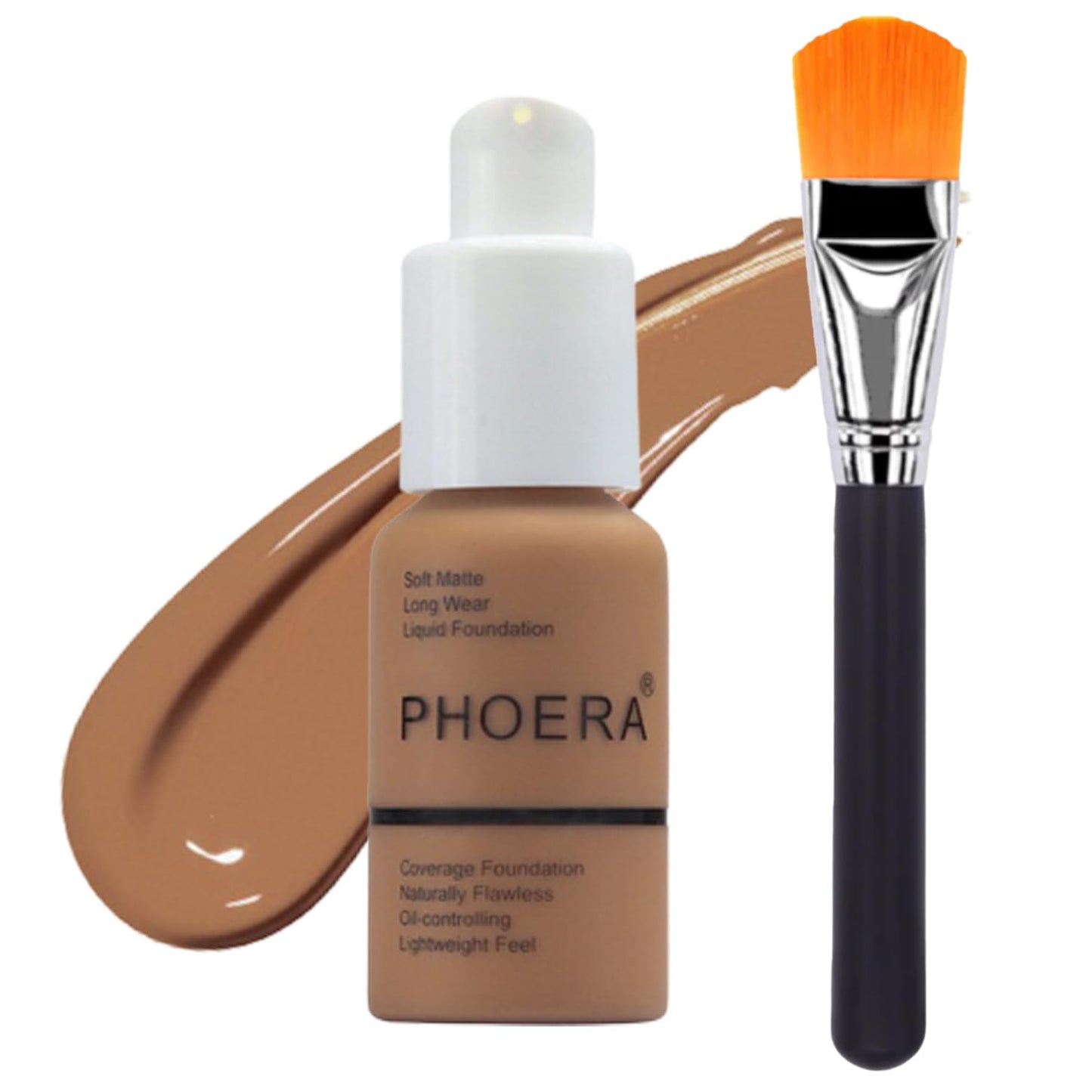 Phoera Foundation Set - Matte Cream Full Coverage Foundation Kit with Makeup Brush & 109 Mocha Shade | 30ml, 24hr Oil Control