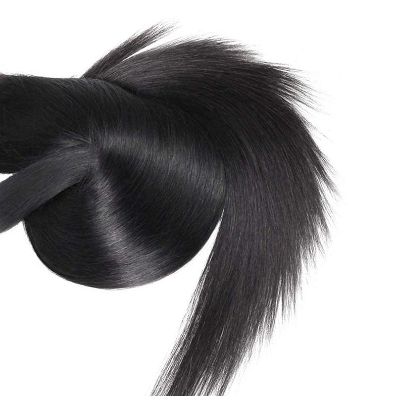Human Hair Bundles Straight Bundles 18 20 22 Inch Straight Human Hair Extensions Double Weft Unprocessed Brazilian Virgin Hair #1B Natural Color 3 Bundle 50 Grams Per Bundle