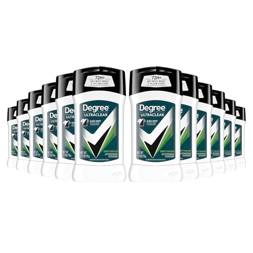 Degree Men UltraClear Antiperspirant Deodorant Black+White, Pack of 12, 72-Hour Sweat and Odor Protection Antiperspirant For Men With MotionSense Technology 2.7 oz