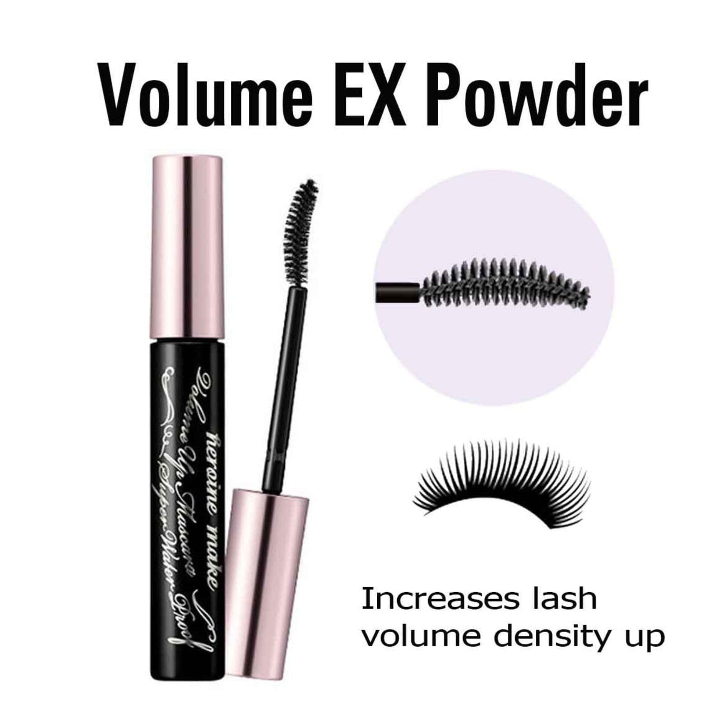 Heroine Make by KissMe Volume & Curl Mascara + Smooth Liquid Eyeliner + Eye Makeup Remover | Waterproof Mascara & Eyeliner Set | Volumizing Black Mascara & Smudge‑Proof Eyeliner | Japanese Makeup