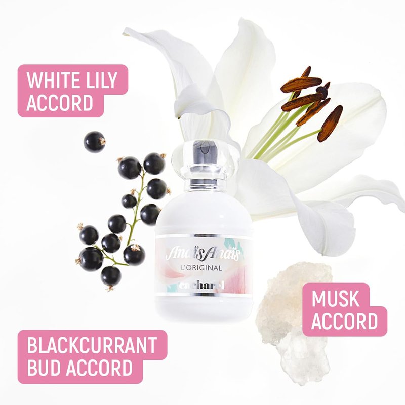 Cacharel Anais Anais Eau de Toilette Spray - Women's Perfume with Blackcurrant, White Lily & Musk Fragrance | 3.4 oz