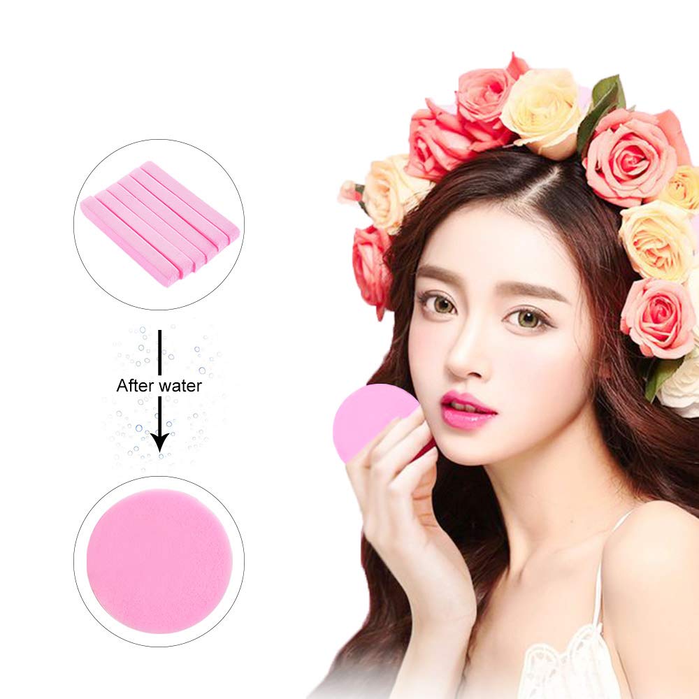 Facial Sponges Compressed,360 Pieces Makeup Remover PVA Professional Round Face Wash Sponges Spa Pads for Women Exfoliating Cleansing,Pink