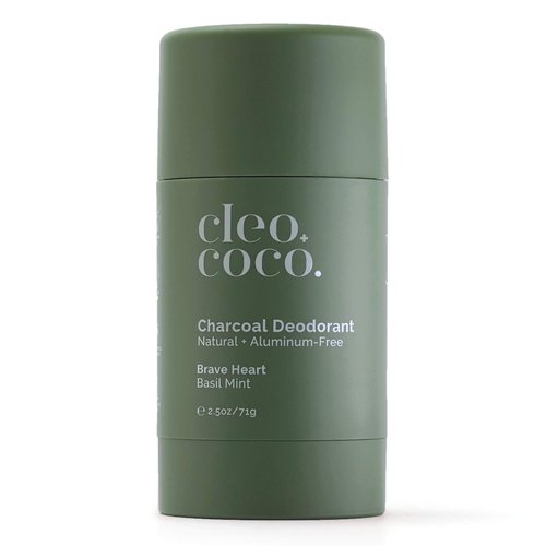 Cleo+Coco Natural Deodorant for Women & Men, Aluminum Free with Organic Coconut Oil, Activated Charcoal for 24-Hour Odor Protection and All-Day Performance, Made in the USA - Basil Mint 2.5oz