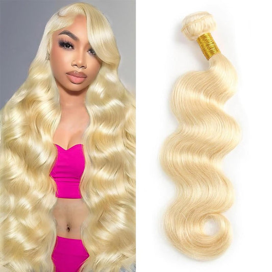ZDLAQ 613 Bundles Blonde Bundles Human Hair 14 Inch 613 Body Wave bundles 100% Unprocessed 12A Grade Brazilian Virgin Hair Bundles 1 Bundle Human Hair 613 Blonde Bundle Hair Extensions for Women