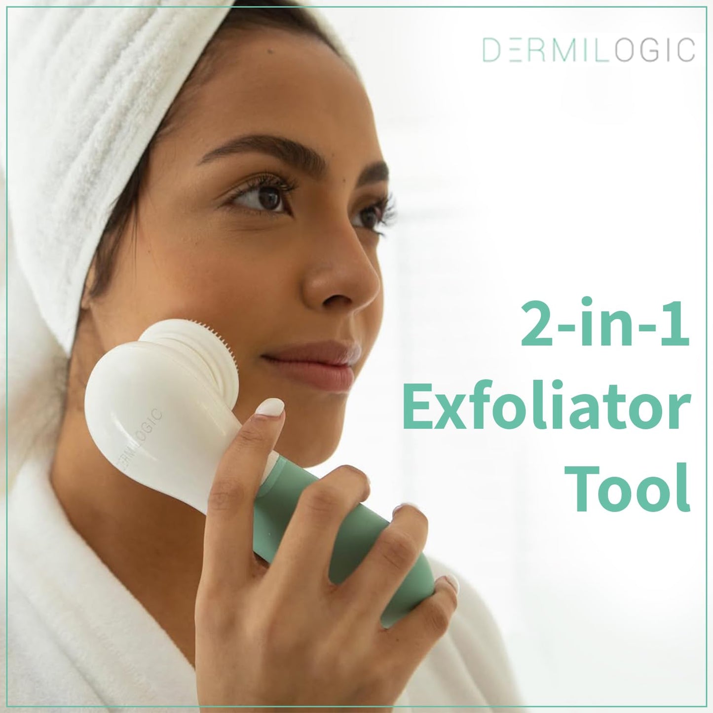 Dermilogic Advanced Facial Cleansing Brush, 2-in-1 Exfoliator Tool, Face Scrubber, Pore Cleaning Brush, Skin Care Device, Face Wash Brush, Facial Exfoliating Brush, Face Brush for Women and Men