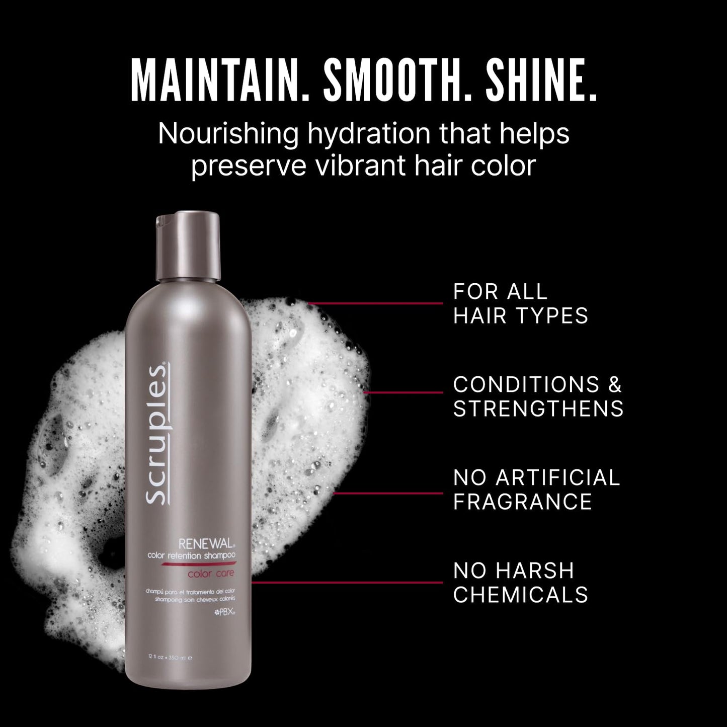 Scruples Renewal Color Retention Shampoo - Color Care for Vibrant Hair | 12 oz (350 ml)