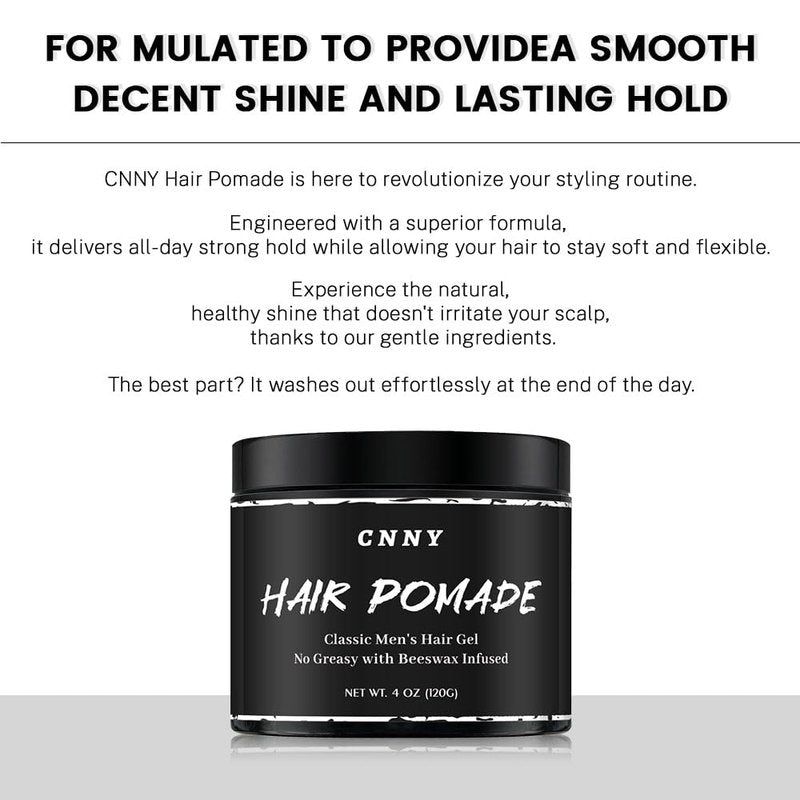Crownnaturally CNNY Hair Pomade 4oz - Strong Hold & Medium Shine - Professional Hair Styling Wax for Men - All Hair Types - Barber Grade Pomade - Easy Wash Out