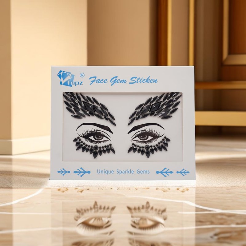 black face jewels tattoo eye sticker festival body sticker black gems holidays halloween decoration temporary tattoo for skin