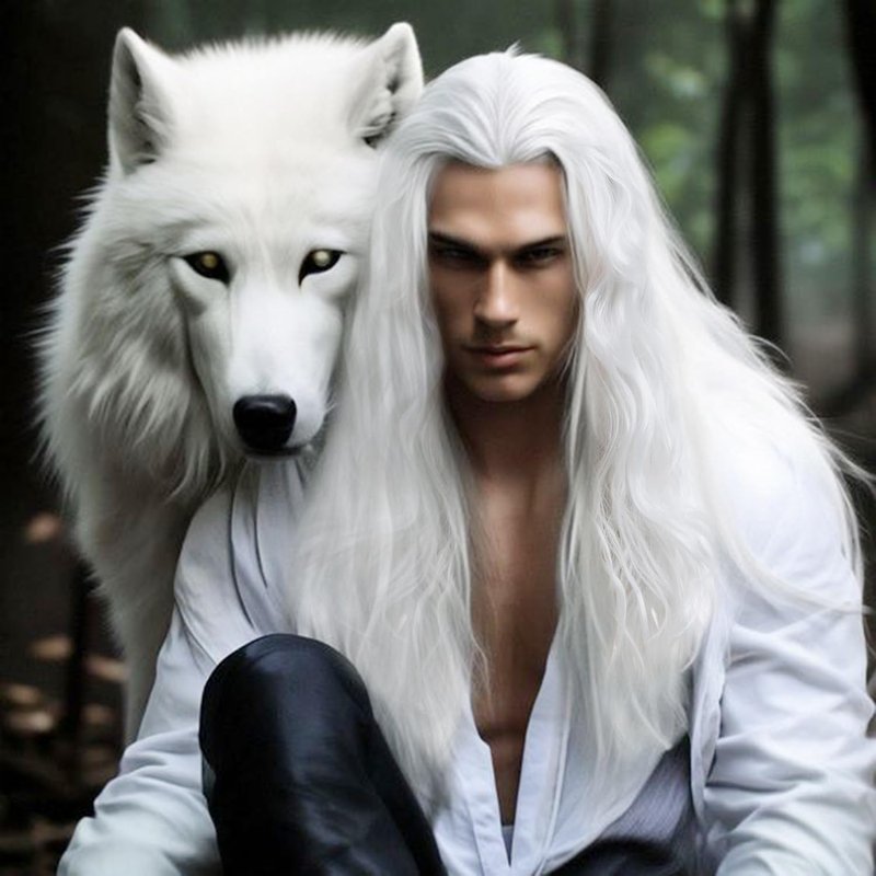 Long Curly Wavy Wig for Men - Heat Resistant Synthetic Hair | White Middle Part for Daily Wear & Costumes