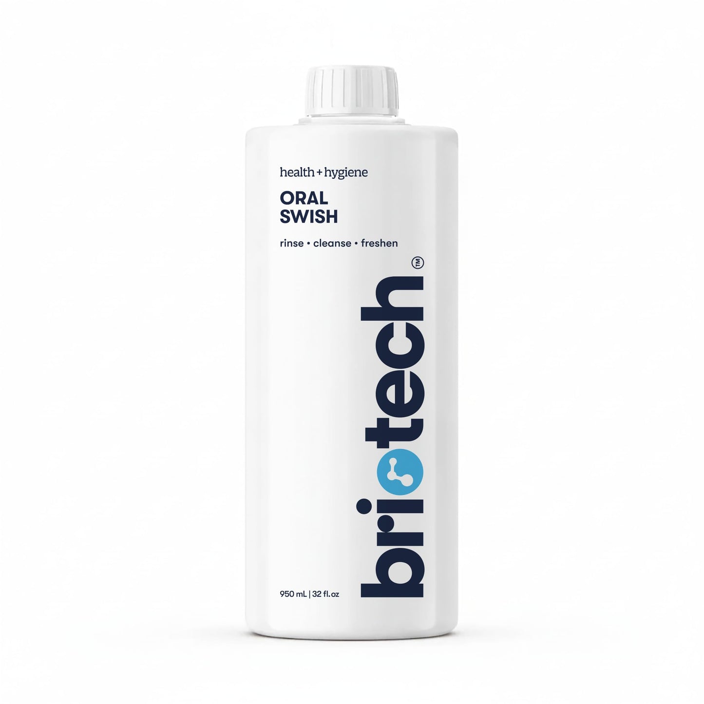 BRIOTECH Oral Swish, Hypochlorous Acid Mouthwash Rinse, Gentle Oral Care Hygiene, Fight Bad Breath, Support Against Plaque, Gum Irritation & Tender Gums, Alcohol & Fluoride Free, 32 fl oz