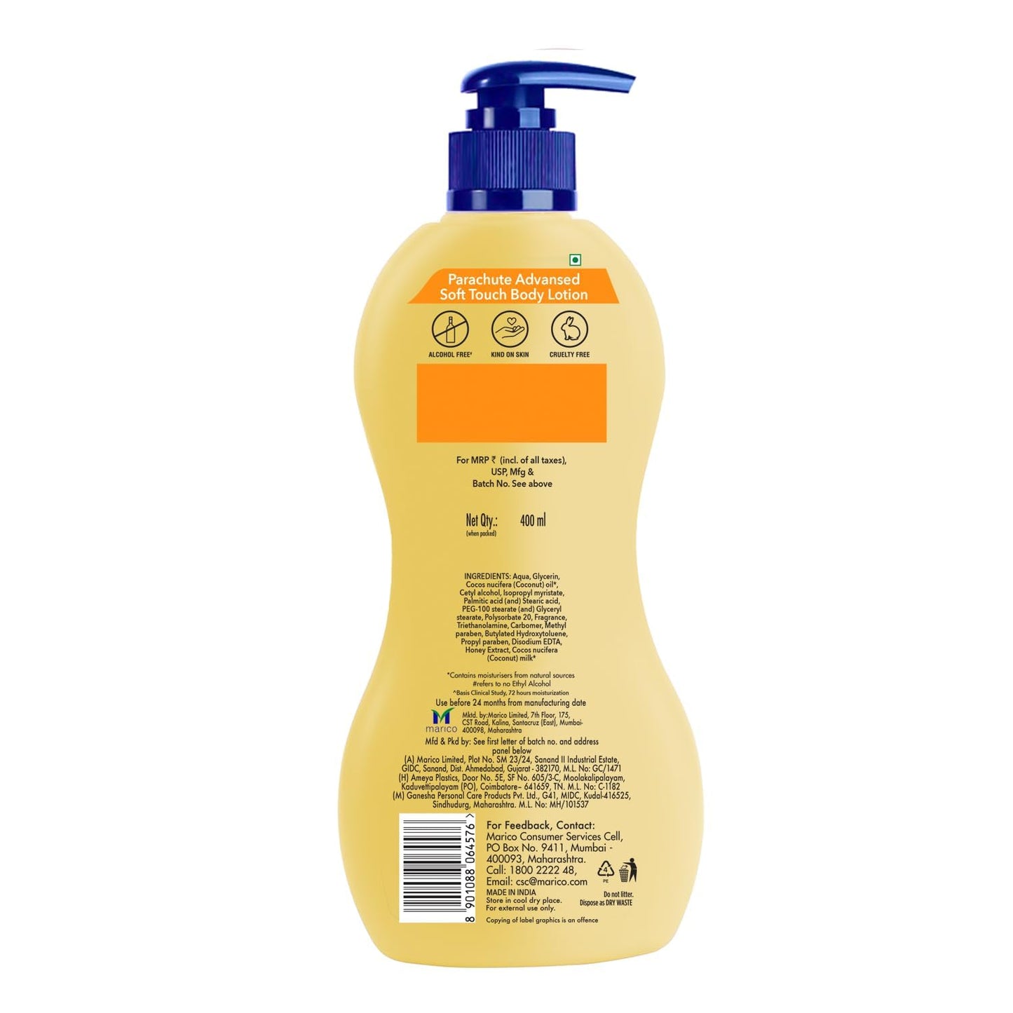 Soft Touch Body Lotion with Pure Coconut Milk & Honey - 100% Natural, 72h Moisturization | All Skin Types, 13.5 Fl. Oz.