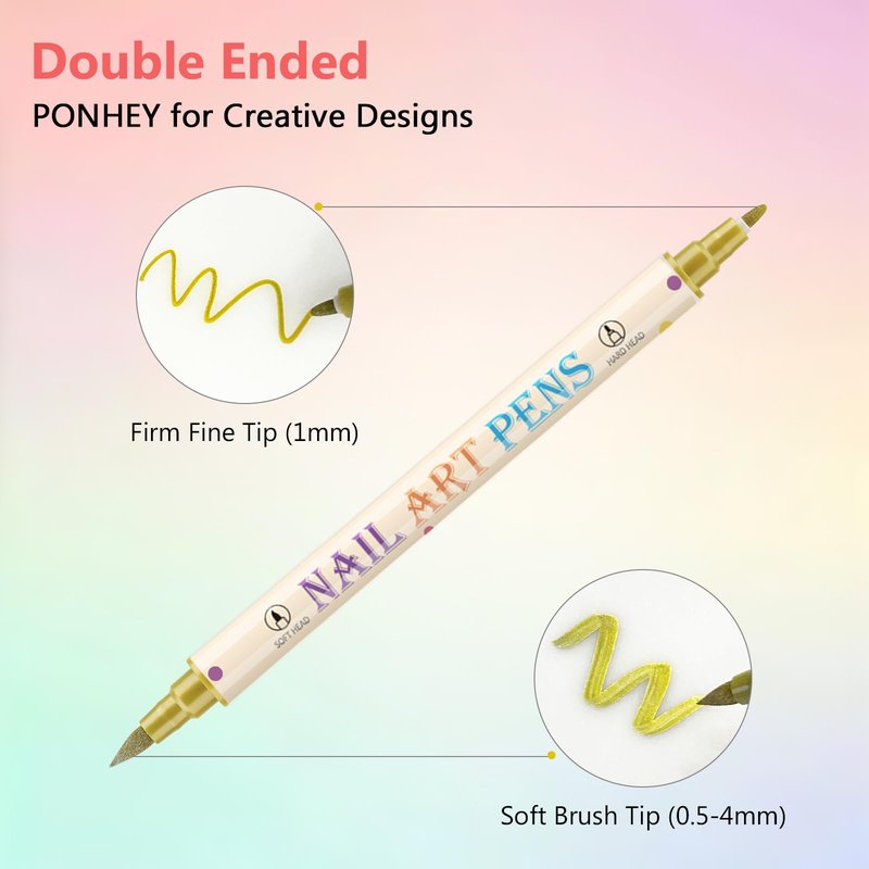 36 Colors Nail Art Pens Set, 3D Nail Polish Pens Quick-Drying Acrylic Paint Markers,For Nail Art Drawing Painting Nail Point Dotting Liner Pen, Nail Design Kit Manicure Tools Home & Salon DIY