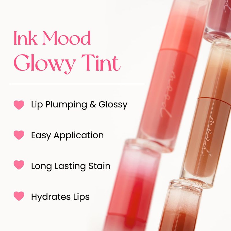 Peripera Ink Mood Glowy Tint Bundle - Vibrant Lip Colors for All-Day Wear | Set of 3 Shades