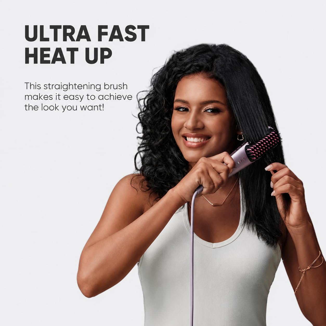 Beautigo Mini Ionic Hair Straightener Brush, Rose Gold
