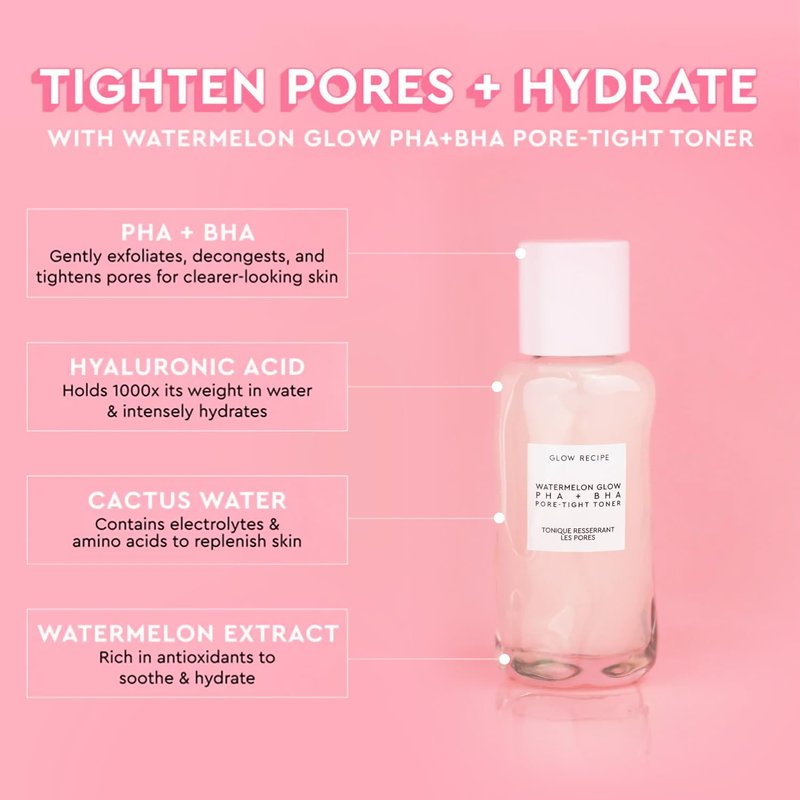 Glow Recipe Mini Watermelon Glow Toner & Pore Minimizer with Hyaluronic Acid | Hydrating Moisturizer Set (40ml & 25ml)