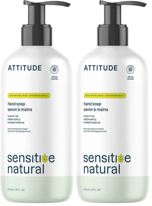 ATTITUDE Hand Soap for Sensitive Skin with Oat and Avocado Oil, EWG Verified, Dermatologically Tested, Vegan, 16 Fl Oz (Pack of 2)