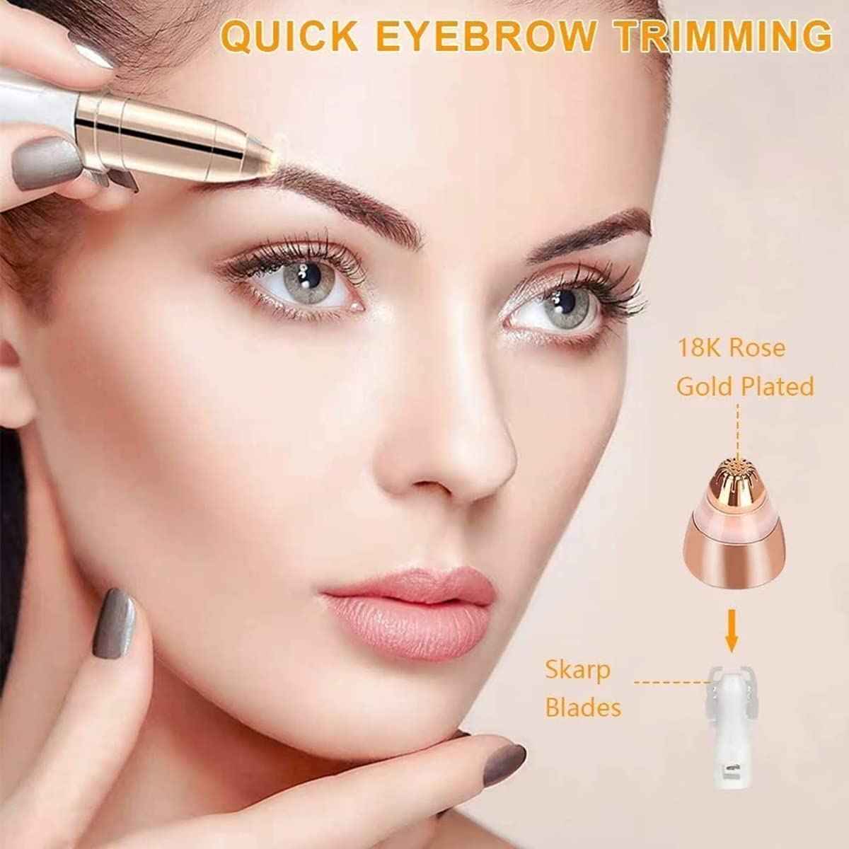 For Finishing Touch Flawless Brows Eyebrow Pencil Hair Remover Replacement Head,As Seen On TV,Upgraded 18K Gold With Cleaning Brush (18K-Gold-8pcs)