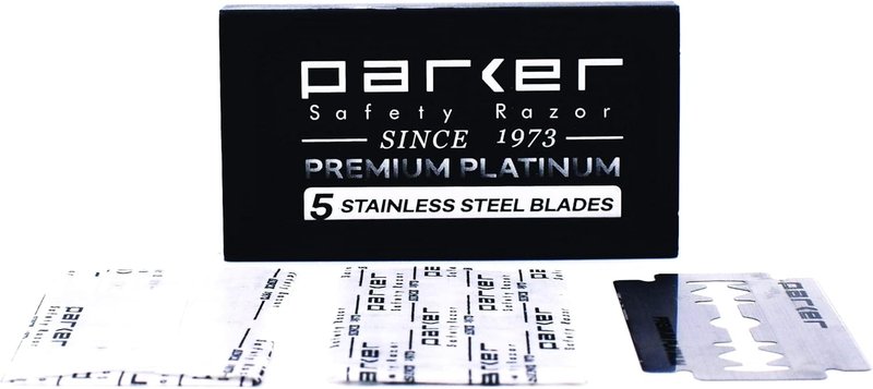 Parker Safety Razor - Nickel Plated Long Handle Butterfly Design | Includes 5 Premium Blades