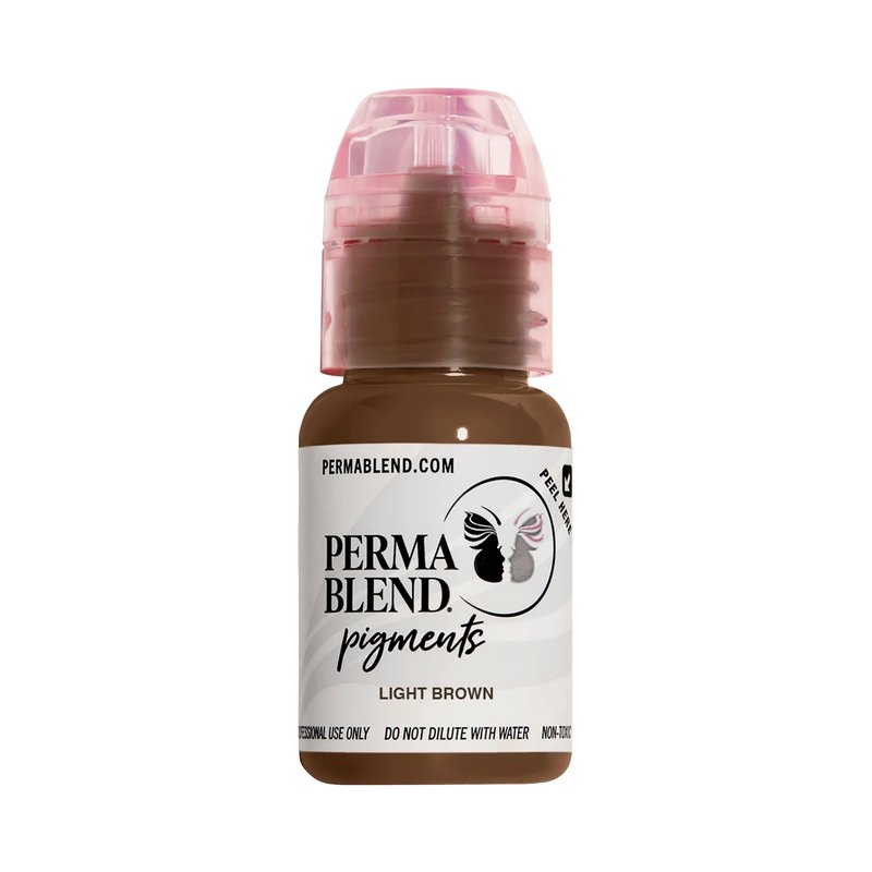 Perma Blend Light Brown Eyebrow Tattoo Ink Pigment, Professional Brow Microblading Supplies, 1/2 oz Bottle