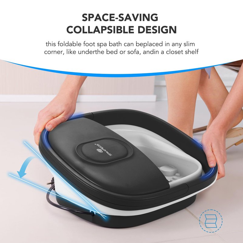SPA4PIEDS Collapsible Foot Spa Bath with Heat and Massage Rollers, 10-in-1 Foot Spa Pedicure Kit, Bubble, Red Light, Water Jets, Feet Soaking Tub for Stress Relief & Soft Feet, Gift for Mom and Dad