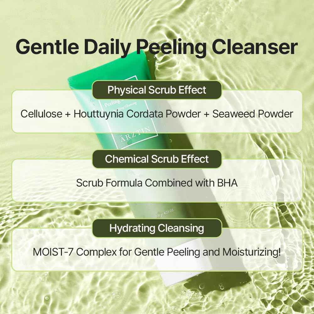 PURE Peeling To Foam, 4 oz. fl. Daily Scrubs Cleanser, Mild Peeling Gommage Natural Scrubs, BHA Exfoliating Moisture Foam Cleansing