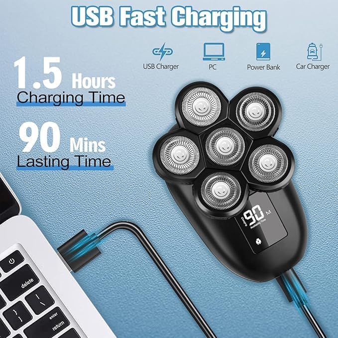 Electric Shaver for Men - 6-in-1 Multi-Function Razor with Precision Blades | Waterproof Design