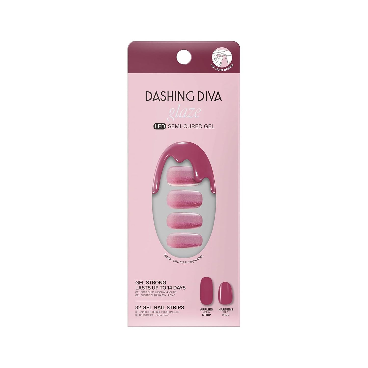 Dashing Diva Glaze Nail Strips - Sangria Glaze | Long-Lasting Semi-Cured Gel | 34 Salon-Quality Nail Wraps, Prep Pad & File