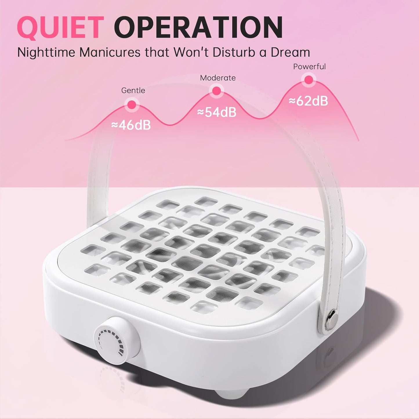 Nail Dust Collector - Compact 6000RPM Vacuum Fan for Acrylic Nails | Powerful Dust Extraction, White