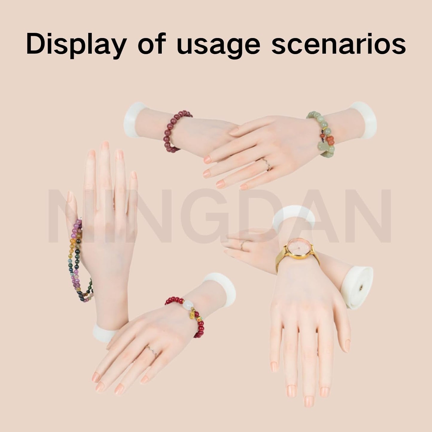 Realistic Nail Practice Hand - Flexible & Bendable Training Tool for Nail Art | Includes Holder & Display Stand