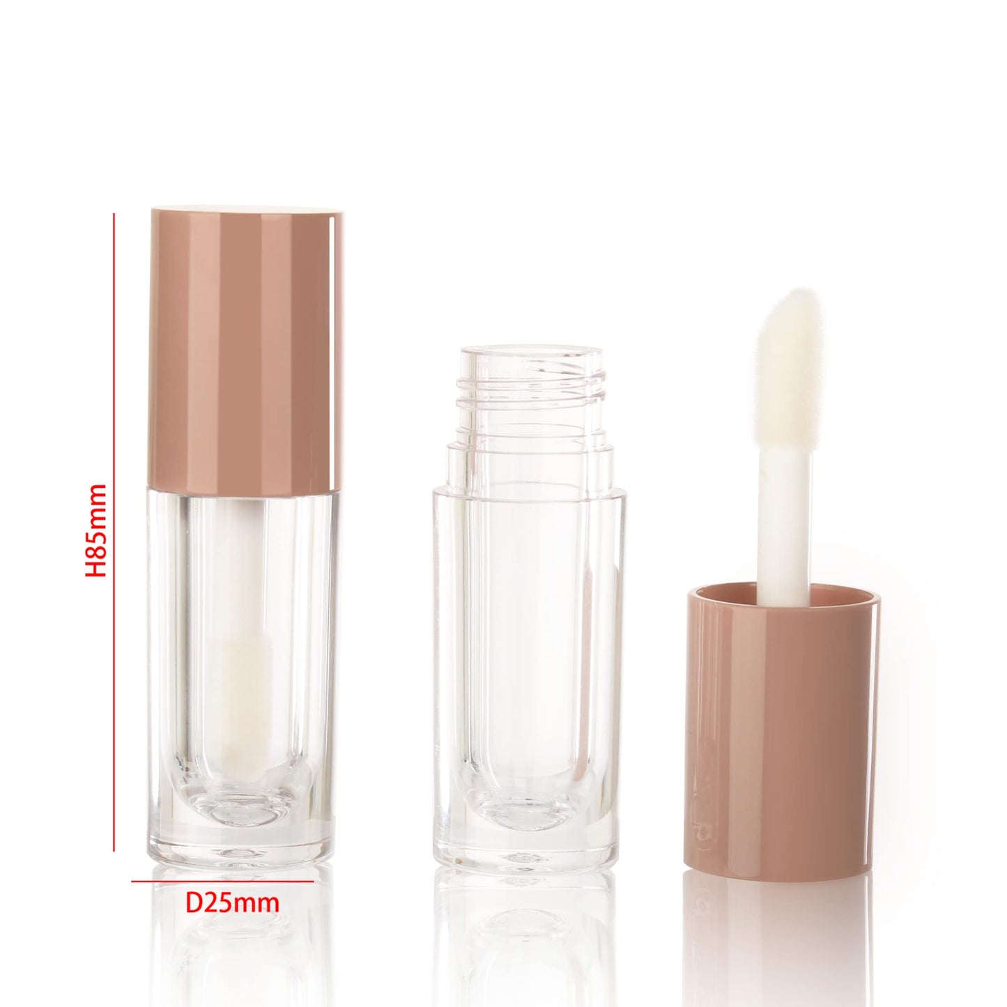COSIDEA 30pcs Nude Empty 6ml 0.2oz Lip Gloss Tubes with Big Doe Foot Wand，Round Lipgloss Containers，Concealer Tube Cosmetic Packing Container Bulk Wholesale