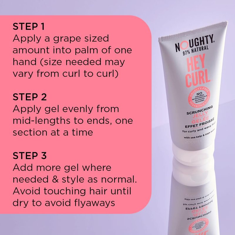 Noughty Hey Curl Scrunching Jelly - 97% Natural Hydrating Frizz Control for Curly Hair | 6.7 fl. oz