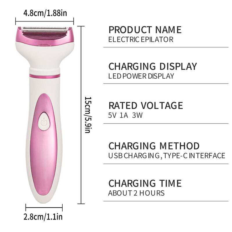 Electric Razor for Women, Bikini Trimmer Womens Shaver for Face Nose Eyebrow Body Leg Pubic Underarm Arm Ladies Rechargeable 4 in 1 Hair Removal Kit Painless Trimming, Gifts for Women (Pink)