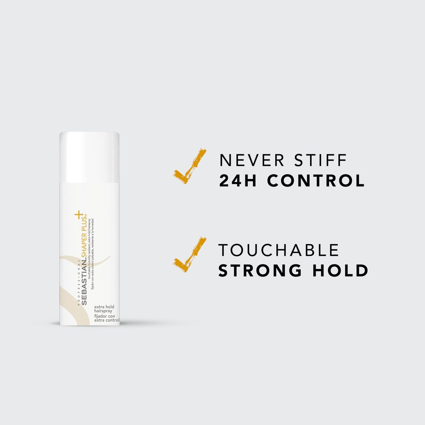 Sebastian Professional Shaper Plus Mini Hairspray, 50% VOC | Humidity Resistant, Extra Hold | Travel Size, 1.5 oz